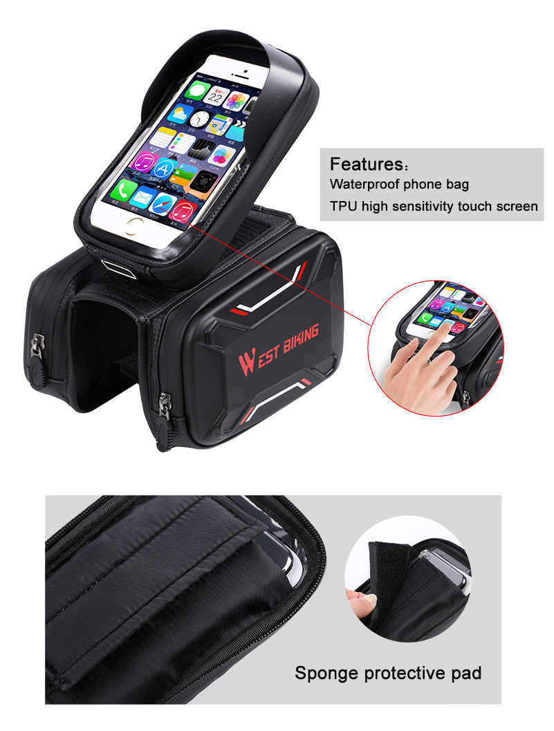 WEST BIKING Bicycle Bags Front Frame High-quality MTB Bike Bag Cycling Accessories Waterproof Screen Touch Top Tube Phone Bag WEST BIKING Bicycle Bags Front Frame High-quality MTB Bike Bag Cycling Accessories Waterproof Screen Touch Top Tube Phone Bag