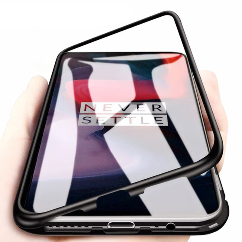 Metal Magnetic Adsorption Glass Case For Oneplus 7T 7 Pro 6 6T 5T One plus Phone Case Magnet Protective Cover Capa Coque