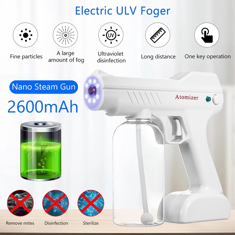 800 ML Wireless Electric Sanitizer Sprayer Disinfects Blue Light Nano Steam Spray Gun Sterilizing Nano Spray Gun For Home Office 800 ML Wireless Electric Sanitizer Sprayer Disinfects Blue Light Nano Steam Spray Gun Sterilizing Nano Spray Gun For Home Office