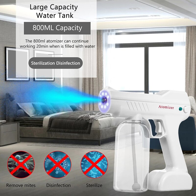 800 ML Wireless Electric Sanitizer Sprayer Disinfects Blue Light Nano Steam Spray Gun Sterilizing Nano Spray Gun For Home Office 800 ML Wireless Electric Sanitizer Sprayer Disinfects Blue Light Nano Steam Spray Gun Sterilizing Nano Spray Gun For Home Office