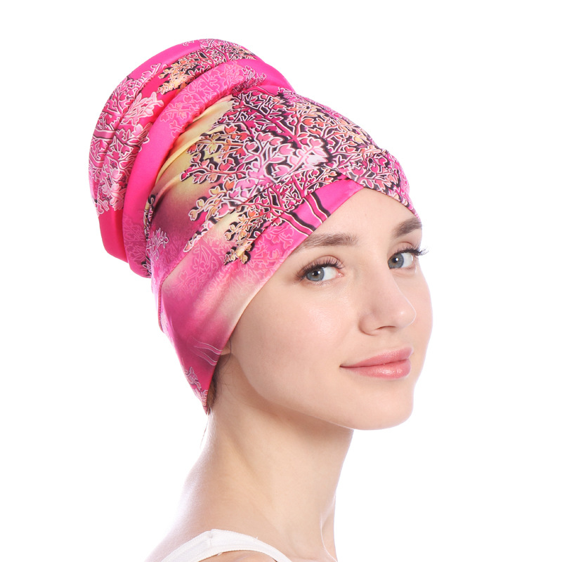 Print Soft Sponge Tail Women Muslimf Hijab Hats Underscarf Turban Cap Wrapped Head Muslim Hijab Scarf Hat Headwrap Scarf
