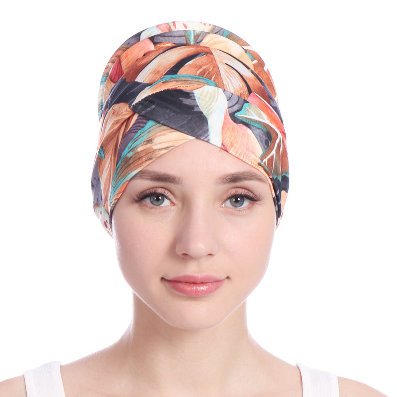 Print Soft Sponge Tail Women Muslimf Hijab Hats Underscarf Turban Cap Wrapped Head Muslim Hijab Scarf Hat Headwrap Scarf