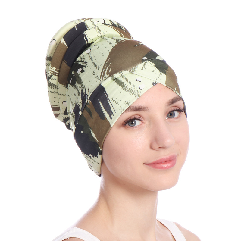Print Soft Sponge Tail Women Muslimf Hijab Hats Underscarf Turban Cap Wrapped Head Muslim Hijab Scarf Hat Headwrap Scarf