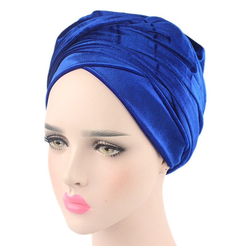 Velvet Turban Muslim Long Tail Cap Hat Woman Wrapped Head Scarf