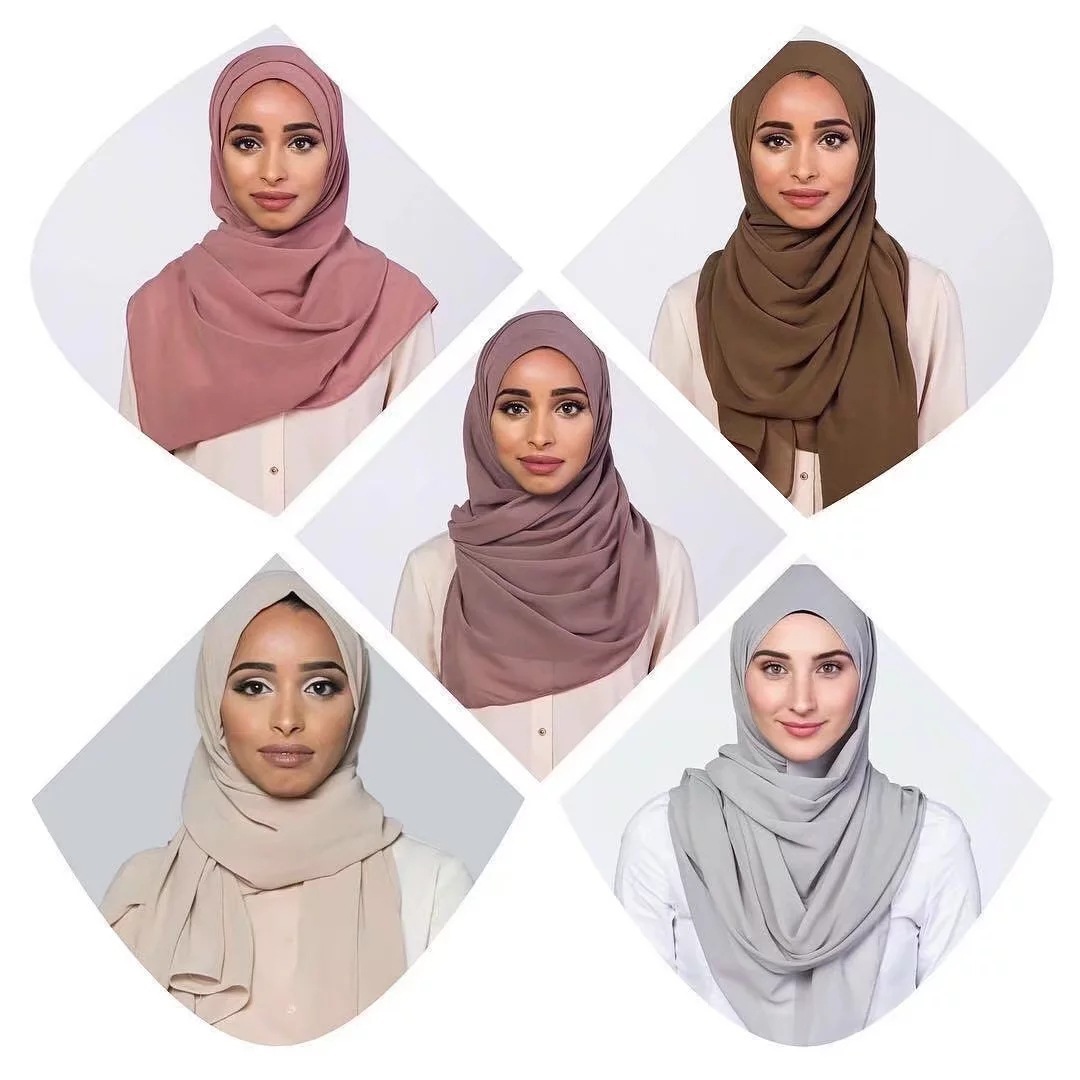 72*175cm Muslim Chiffon Hijab Shawls Scarf Women Solid Color Head Wraps Women Hijabs Scarves Ladies Foulard Femme muslim veil 72*175cm Muslim Chiffon Hijab Shawls Scarf Women Solid Color Head Wraps Women Hijabs Scarves Ladies Foulard Femme muslim veil