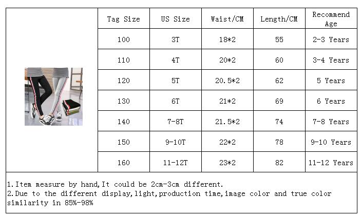 Girl Stretchy Pants Trousers Girl Leggings Pants Sports Stripe Leggings for Girls Kids Children Clothes Trousers 3 to 12 Years