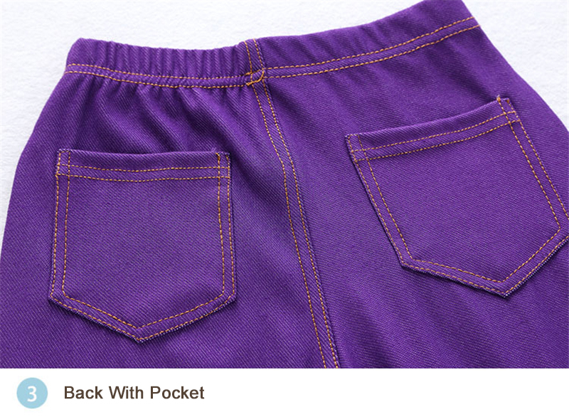 Spring Summer Girls Elastic Skinny Pants Solid Color Kids Stretch Trousers 3-12Yrs Children Lmitation Denim Fabric Jeans Pants