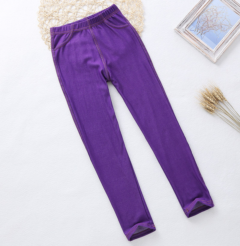 Spring Summer Girls Elastic Skinny Pants Solid Color Kids Stretch Trousers 3-12Yrs Children Lmitation Denim Fabric Jeans Pants