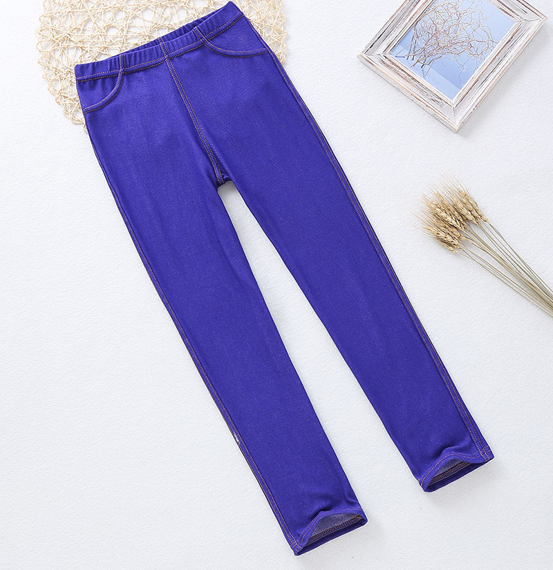 Spring Summer Girls Elastic Skinny Pants Solid Color Kids Stretch Trousers 3-12Yrs Children Lmitation Denim Fabric Jeans Pants