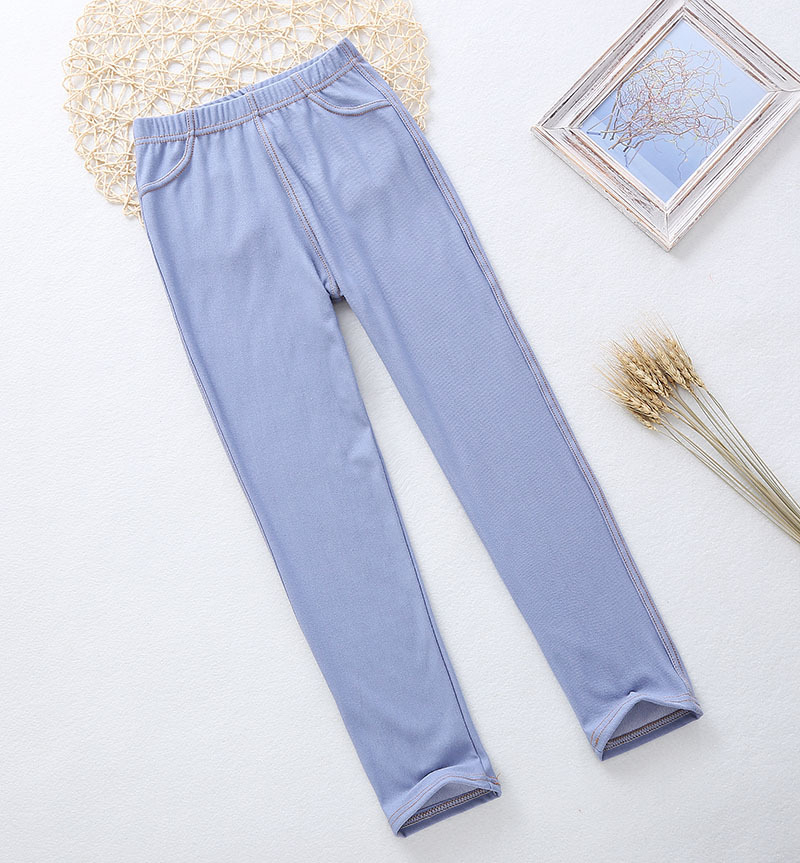 Spring Summer Girls Elastic Skinny Pants Solid Color Kids Stretch Trousers 3-12Yrs Children Lmitation Denim Fabric Jeans Pants