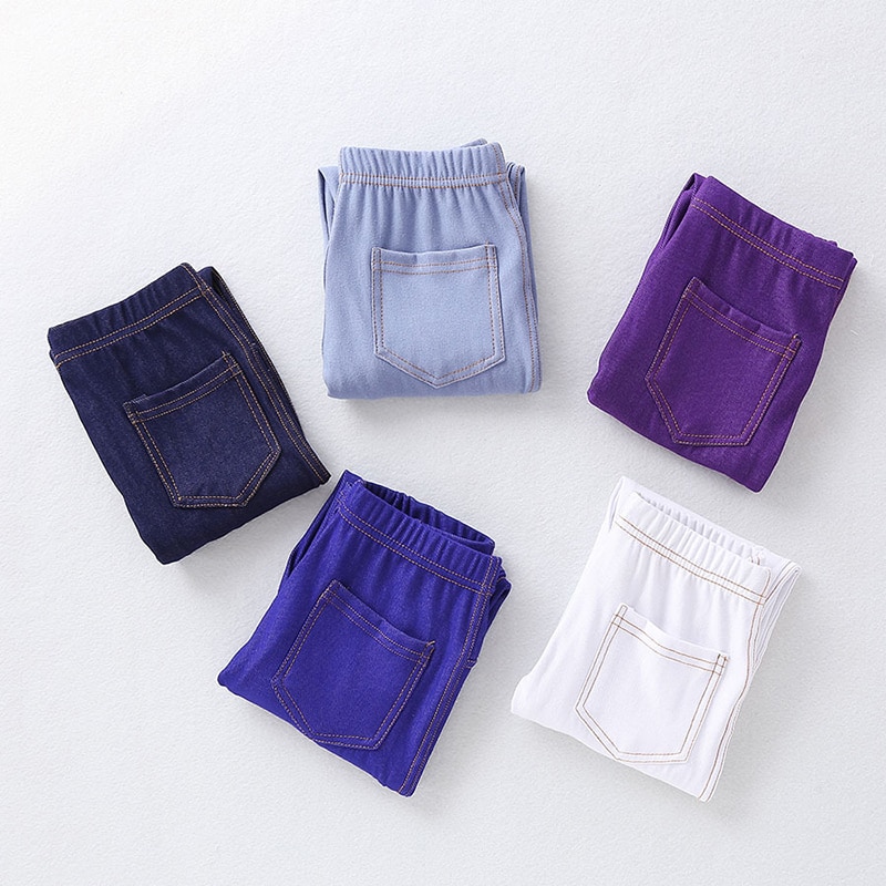 Spring Summer Girls Elastic Skinny Pants Solid Color Kids Stretch Trousers 3-12Yrs Children Lmitation Denim Fabric Jeans Pants Spring Summer Girls Elastic Skinny Pants Solid Color Kids Stretch Trousers 3-12Yrs Children Lmitation Denim Fabric Jeans Pants