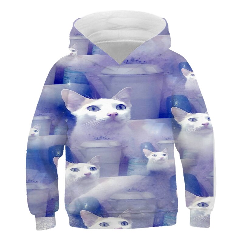 New 3D Cute Cat Hoodie For Teens Girls Kids Sweatshirt Children's Clothing Pullovers Outwear Autumn Tops Costume Long Sleeve