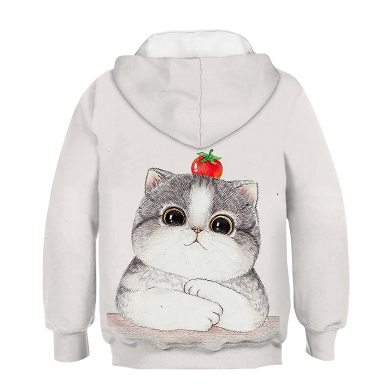 New 3D Cute Cat Hoodie For Teens Girls Kids Sweatshirt Children's Clothing Pullovers Outwear Autumn Tops Costume Long Sleeve