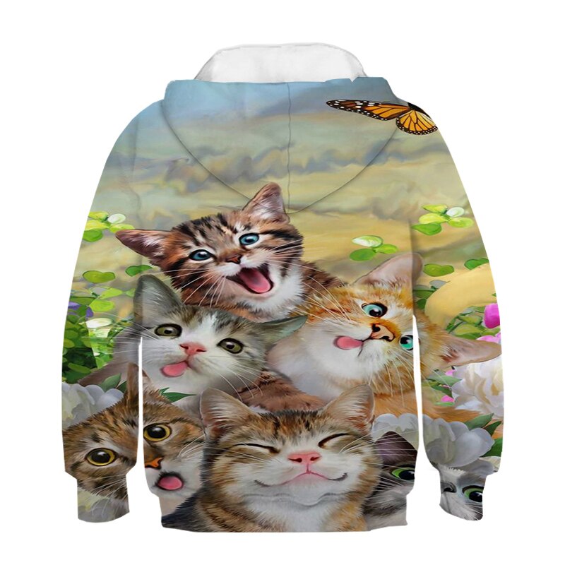 New 3D Cute Cat Hoodie For Teens Girls Kids Sweatshirt Children's Clothing Pullovers Outwear Autumn Tops Costume Long Sleeve