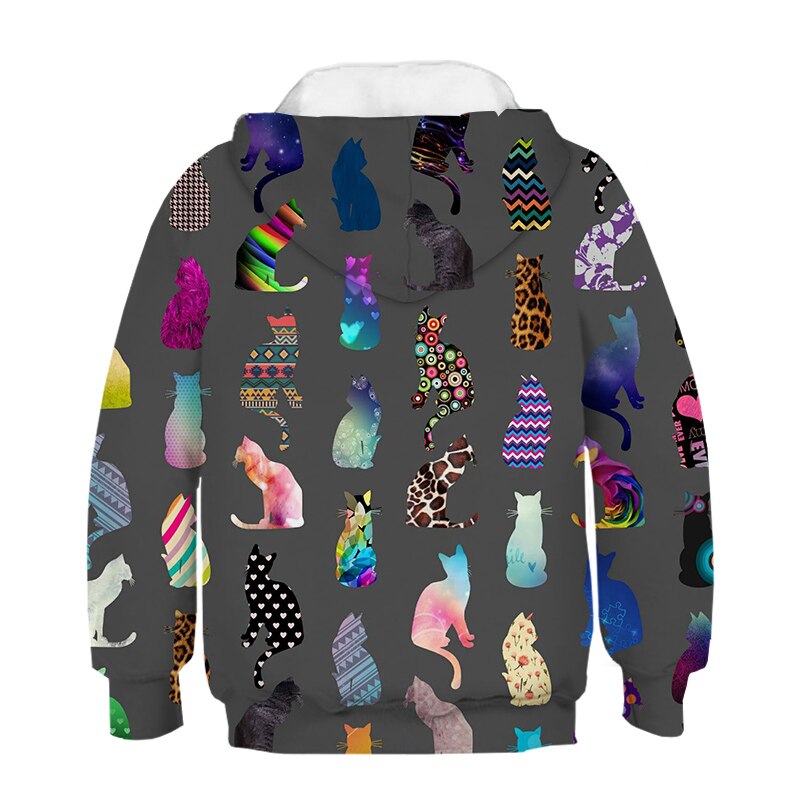 New 3D Cute Cat Hoodie For Teens Girls Kids Sweatshirt Children's Clothing Pullovers Outwear Autumn Tops Costume Long Sleeve