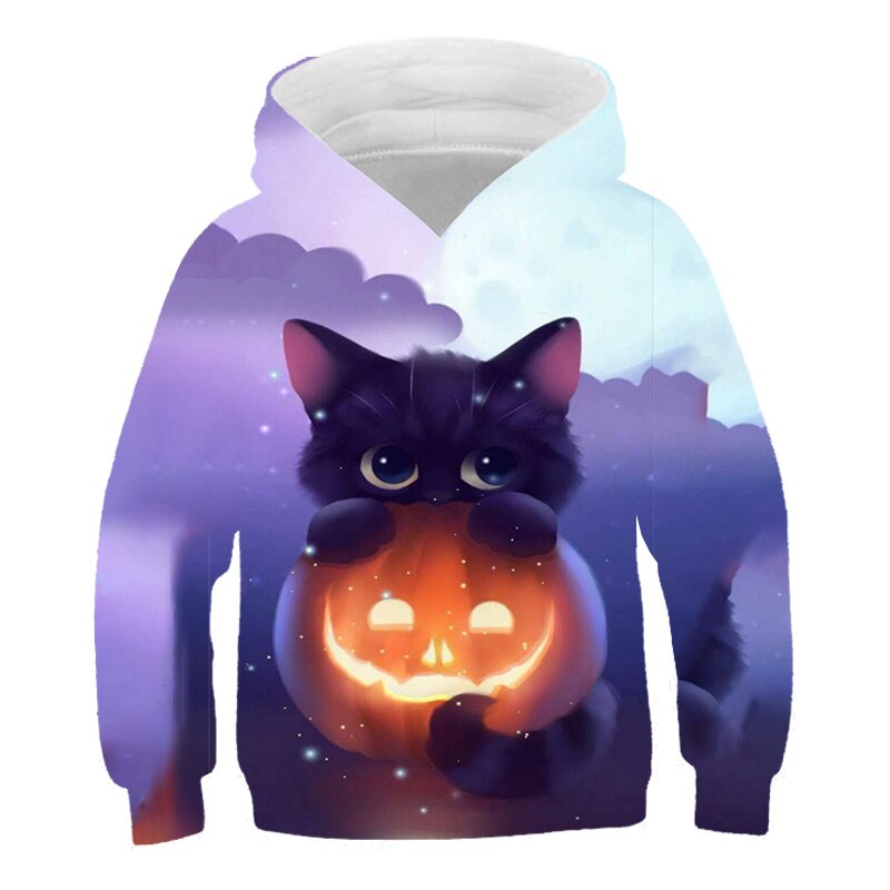 New 3D Cute Cat Hoodie For Teens Girls Kids Sweatshirt Children's Clothing Pullovers Outwear Autumn Tops Costume Long Sleeve