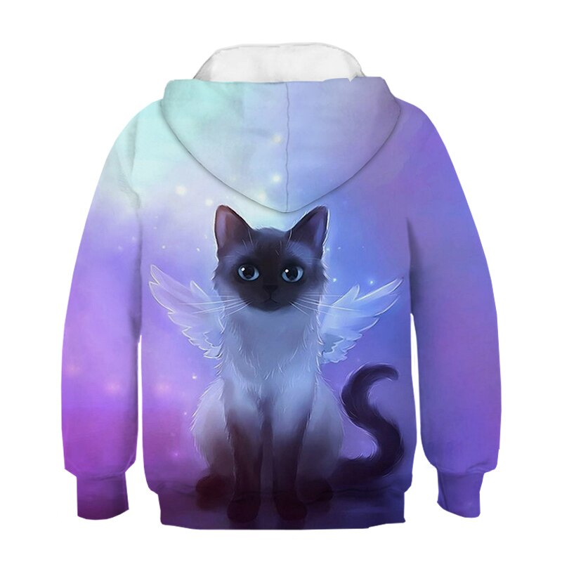 New 3D Cute Cat Hoodie For Teens Girls Kids Sweatshirt Children's Clothing Pullovers Outwear Autumn Tops Costume Long Sleeve