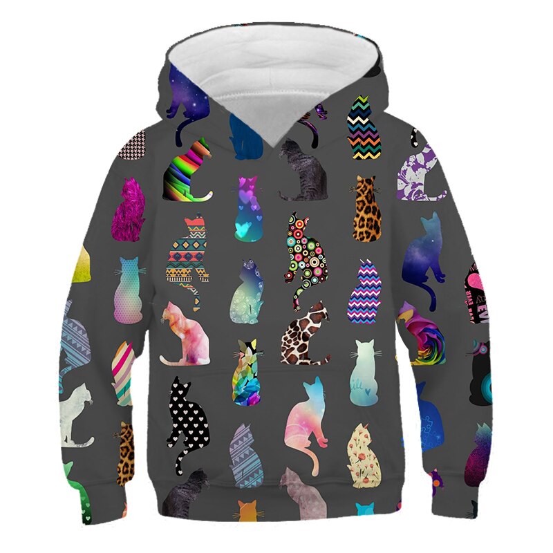 New 3D Cute Cat Hoodie For Teens Girls Kids Sweatshirt Children's Clothing Pullovers Outwear Autumn Tops Costume Long Sleeve