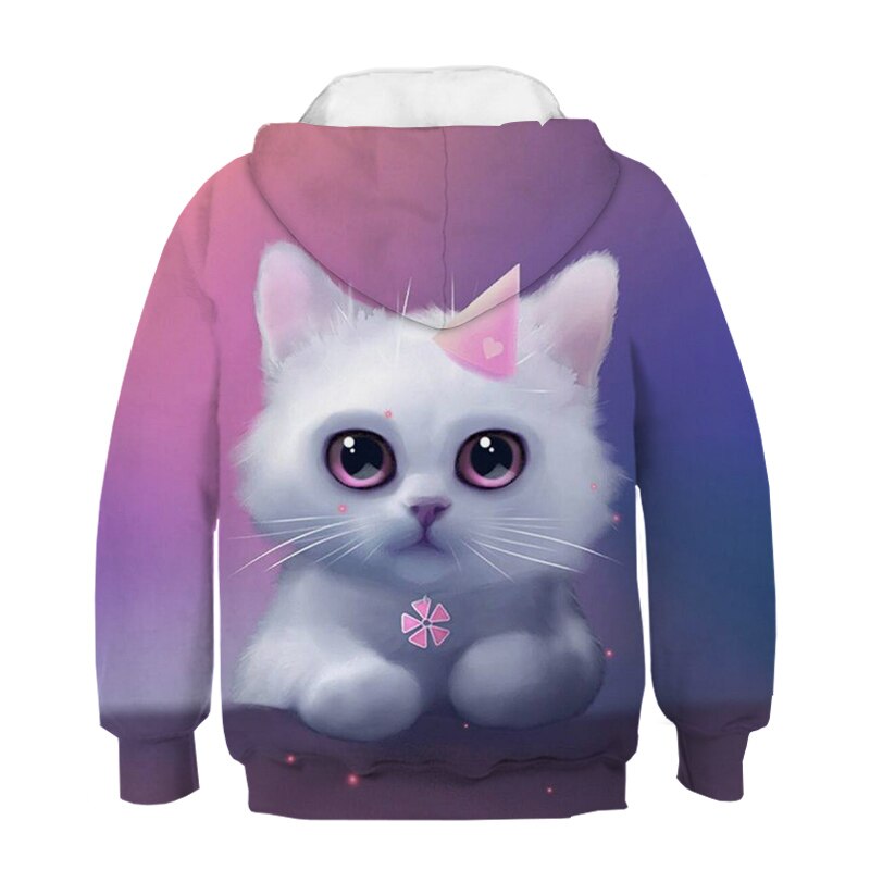 New 3D Cute Cat Hoodie For Teens Girls Kids Sweatshirt Children's Clothing Pullovers Outwear Autumn Tops Costume Long Sleeve