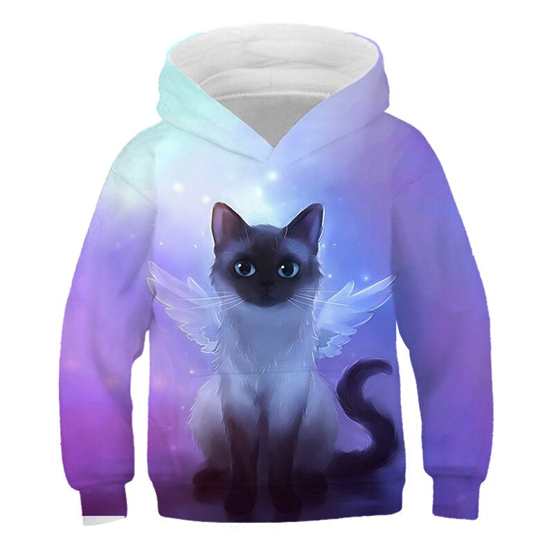 New 3D Cute Cat Hoodie For Teens Girls Kids Sweatshirt Children's Clothing Pullovers Outwear Autumn Tops Costume Long Sleeve