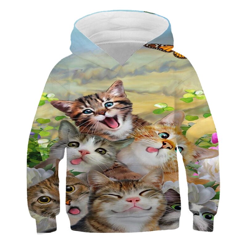 New 3D Cute Cat Hoodie For Teens Girls Kids Sweatshirt Children's Clothing Pullovers Outwear Autumn Tops Costume Long Sleeve
