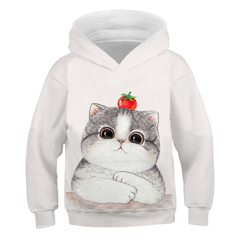 New 3D Cute Cat Hoodie For Teens Girls Kids Sweatshirt Children's Clothing Pullovers Outwear Autumn Tops Costume Long Sleeve