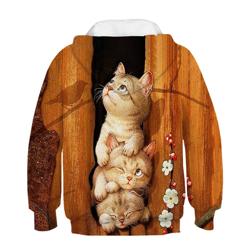 New 3D Cute Cat Hoodie For Teens Girls Kids Sweatshirt Children's Clothing Pullovers Outwear Autumn Tops Costume Long Sleeve