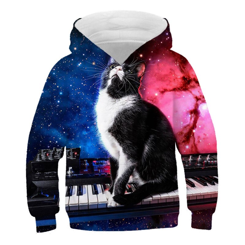 New 3D Cute Cat Hoodie For Teens Girls Kids Sweatshirt Children's Clothing Pullovers Outwear Autumn Tops Costume Long Sleeve