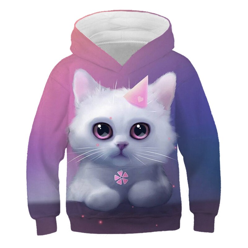 New 3D Cute Cat Hoodie For Teens Girls Kids Sweatshirt Children's Clothing Pullovers Outwear Autumn Tops Costume Long Sleeve