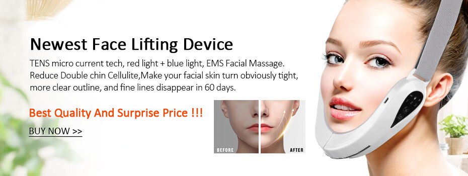 Chin V-Line Up Lift Belt Machine Red Blue LED Photon Therapy Face Slimming Vibration Massager Facial Lifting Device V Face care