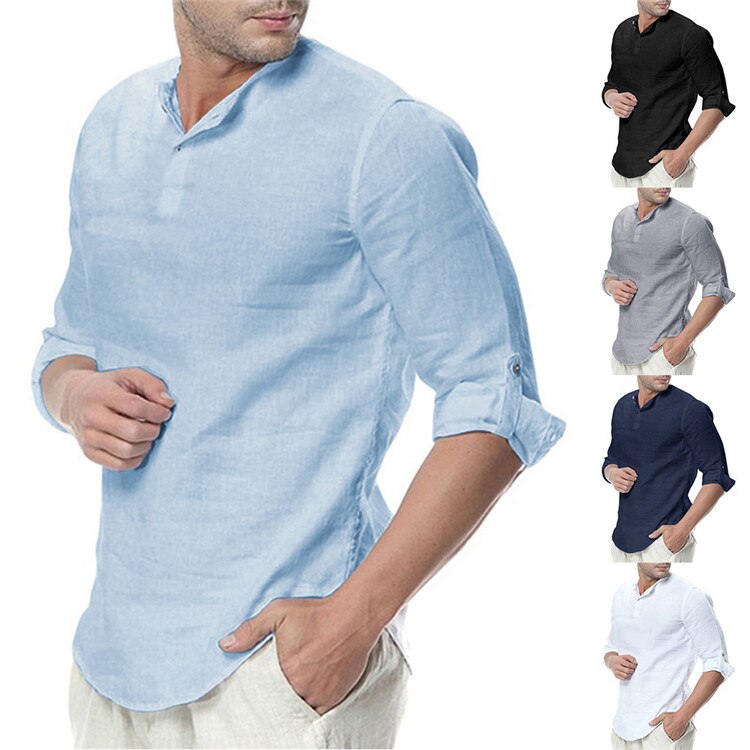 Breathable Long Sleeved Linen Shirt for Men Breathable Long Sleeved Linen Shirt for Men
