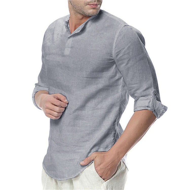 Breathable Long Sleeved Linen Shirt for Men Breathable Long Sleeved Linen Shirt for Men