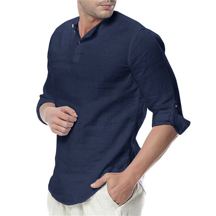Breathable Long Sleeved Linen Shirt for Men Breathable Long Sleeved Linen Shirt for Men