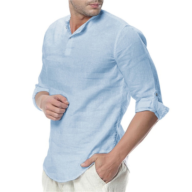 Breathable Long Sleeved Linen Shirt for Men Breathable Long Sleeved Linen Shirt for Men