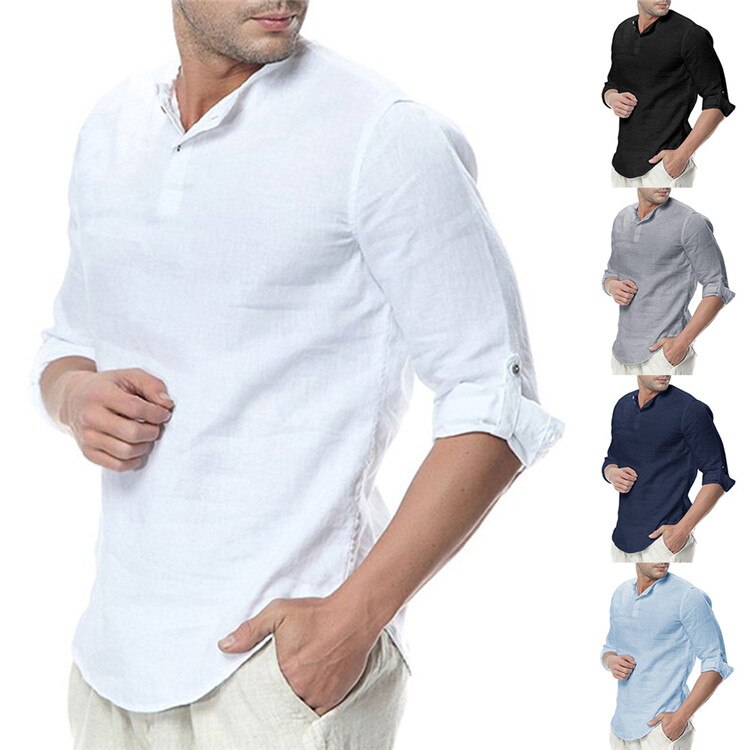 Breathable Long Sleeved Linen Shirt for Men Breathable Long Sleeved Linen Shirt for Men