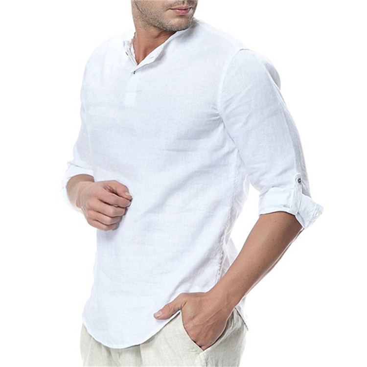 Breathable Long Sleeved Linen Shirt for Men Breathable Long Sleeved Linen Shirt for Men