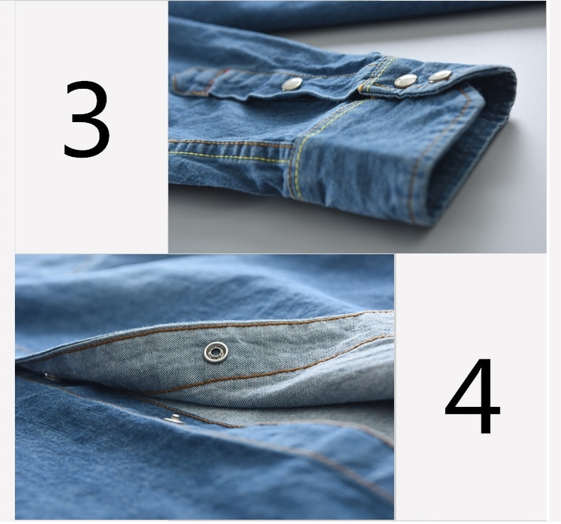 Men's Long-Sleeved Solid Denim Shirt Men's Long-Sleeved Solid Denim Shirt