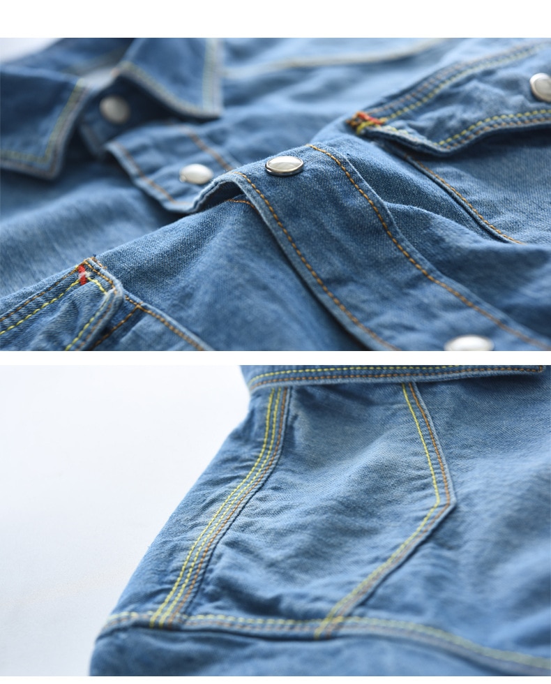 Men's Long-Sleeved Solid Denim Shirt Men's Long-Sleeved Solid Denim Shirt