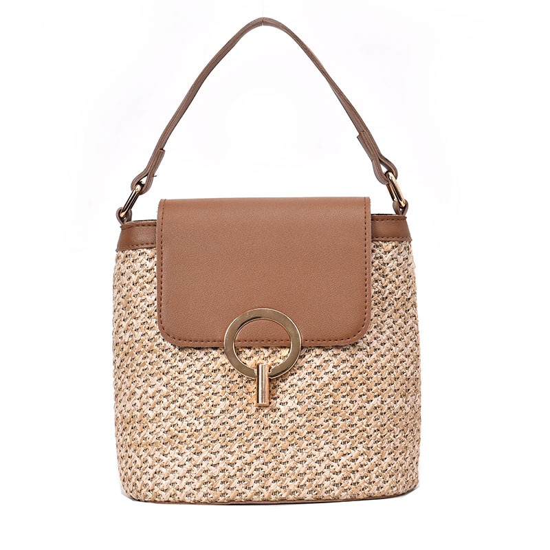 Casual Straw Bucket Bag for Women
