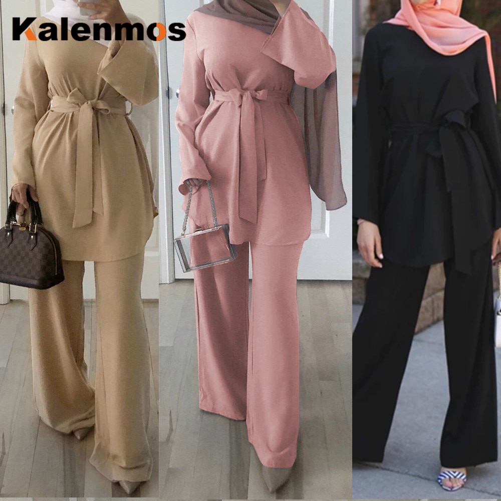 Ramadan Eid Muslim Dress Women Two Pecs Set Blouse Wide Leg Pants Dubai Abaya Spring Party Ropa Kaftan Islamic Turkey African Ramadan Eid Muslim Dress Women Two Pecs Set Blouse Wide Leg Pants Dubai Abaya Spring Party Ropa Kaftan Islamic Turkey African