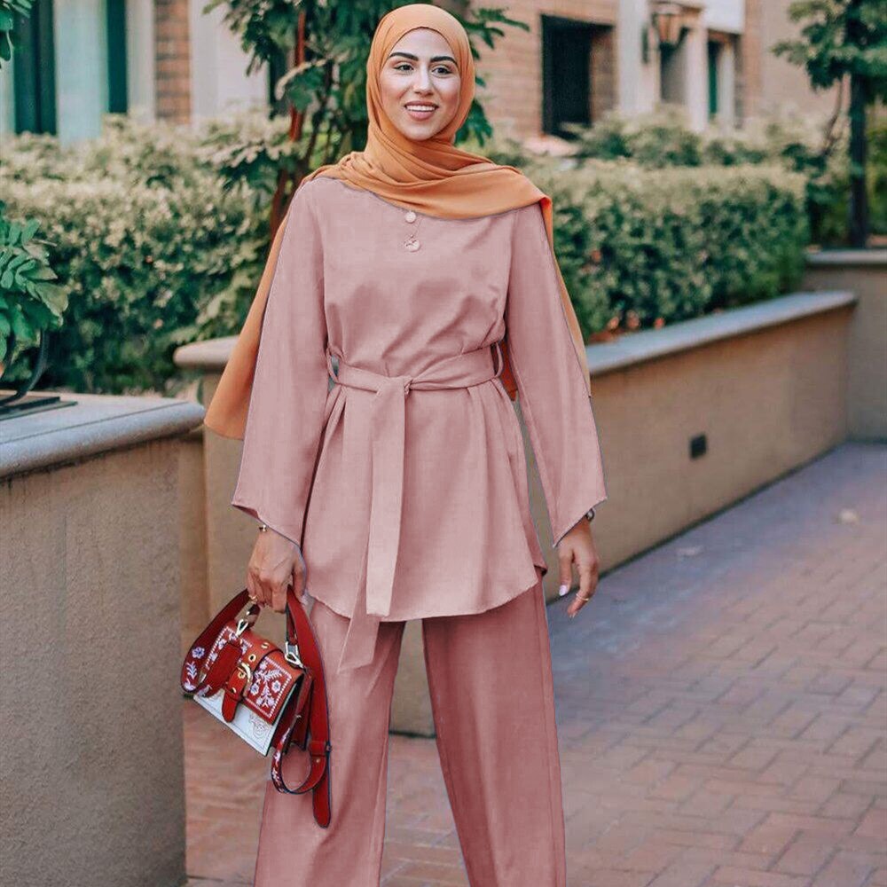 Ramadan Eid Muslim Dress Women Two Pecs Set Blouse Wide Leg Pants Dubai Abaya Spring Party Ropa Kaftan Islamic Turkey African Ramadan Eid Muslim Dress Women Two Pecs Set Blouse Wide Leg Pants Dubai Abaya Spring Party Ropa Kaftan Islamic Turkey African