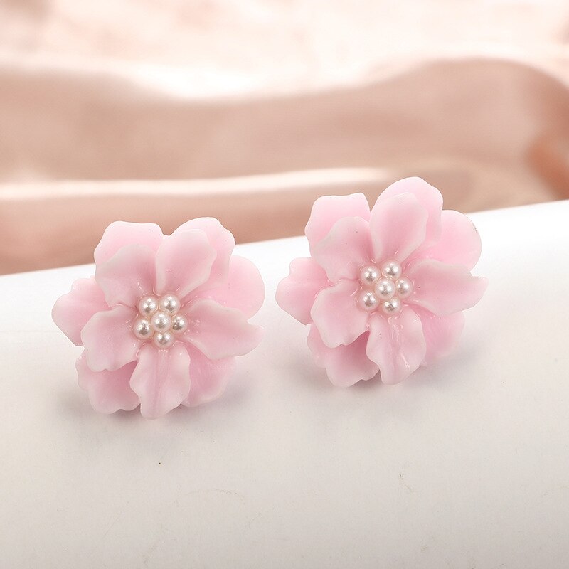 Sexy Woman Black Flower Earrings Party Club Accessories Ear Stud Earrings Fashion Jewelry Korean Pearl Earrings Moda Mujer 2021