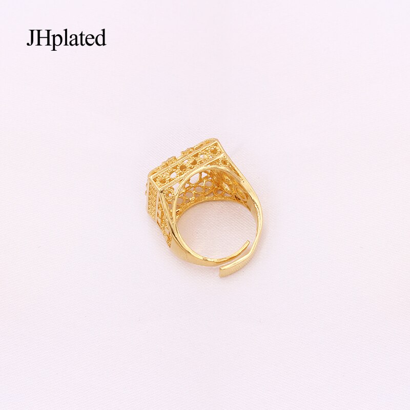 Ethiopia 24K gold color Dubai jewelry sets women African Party wedding gifts Necklace and Earrings ring sets 45cm Pendant gifts