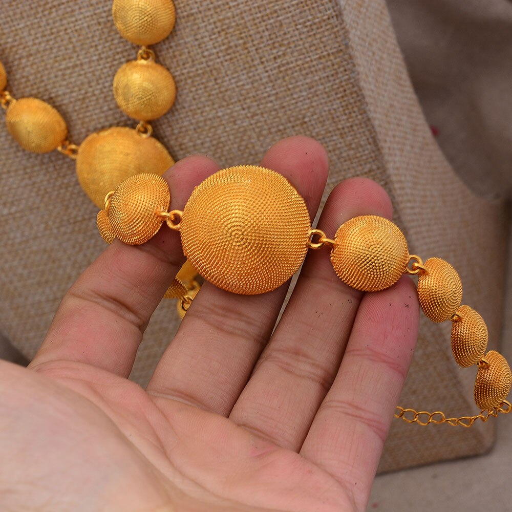 24K Beads Jewelry Set Ball Pendant Chains and Earrings for Women Girls Dubai Gold Color African Birthday Party Gifts 24K Beads Jewelry Set Ball Pendant Chains and Earrings for Women Girls Dubai Gold Color African Birthday Party Gifts