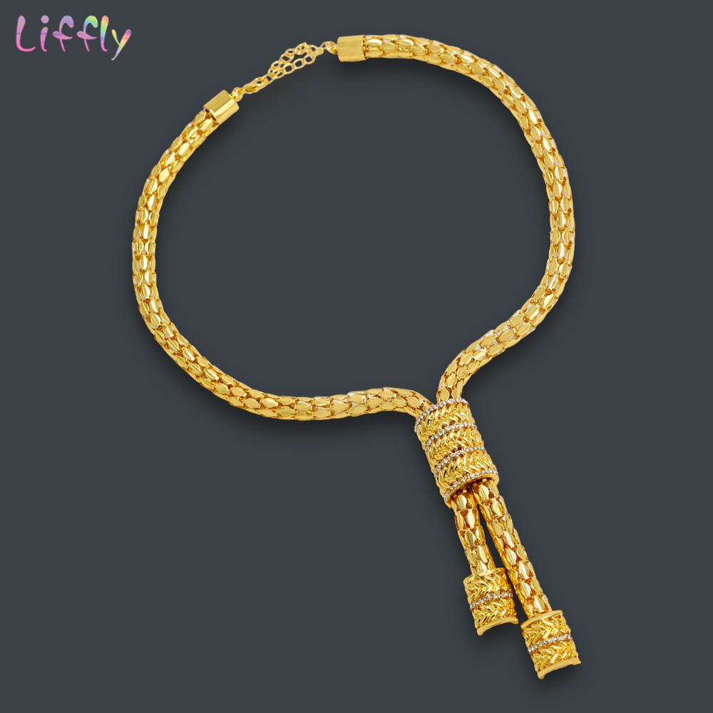 Liffly Bridal African Jewelry Sets Fashion Gold Necklace Earrings Ring Zircon Bridesmaid Dubai Gold Jewelry Sets for Women Liffly Bridal African Jewelry Sets Fashion Gold Necklace Earrings Ring Zircon Bridesmaid Dubai Gold Jewelry Sets for Women