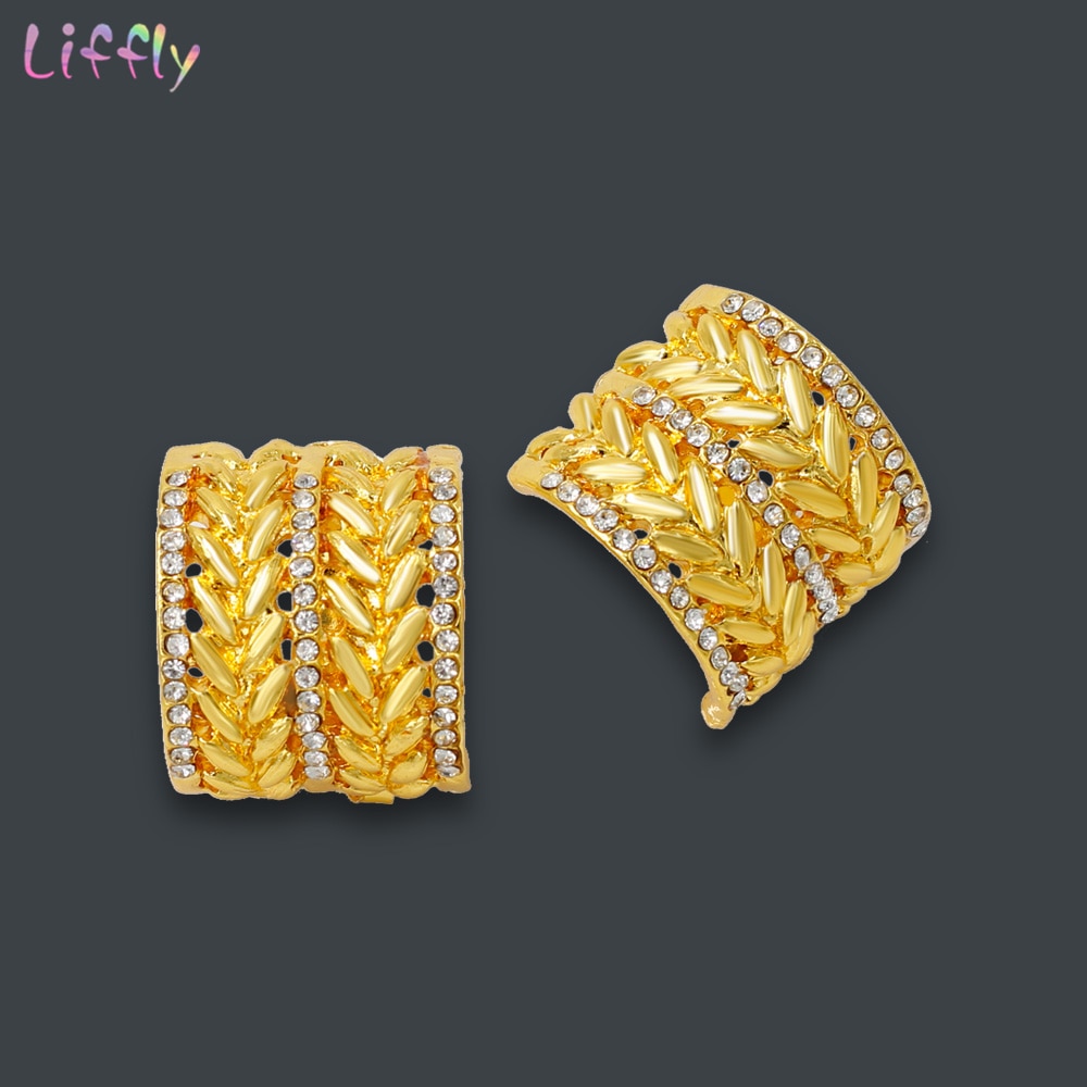 Liffly Bridal African Jewelry Sets Fashion Gold Necklace Earrings Ring Zircon Bridesmaid Dubai Gold Jewelry Sets for Women Liffly Bridal African Jewelry Sets Fashion Gold Necklace Earrings Ring Zircon Bridesmaid Dubai Gold Jewelry Sets for Women