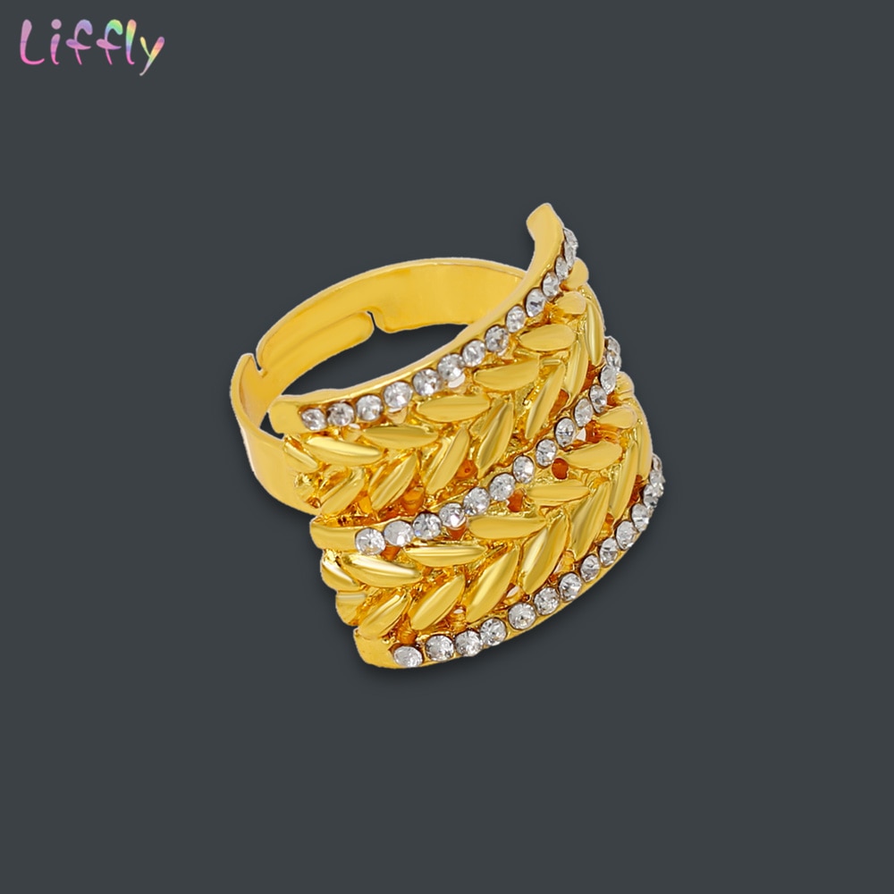 Liffly Bridal African Jewelry Sets Fashion Gold Necklace Earrings Ring Zircon Bridesmaid Dubai Gold Jewelry Sets for Women Liffly Bridal African Jewelry Sets Fashion Gold Necklace Earrings Ring Zircon Bridesmaid Dubai Gold Jewelry Sets for Women
