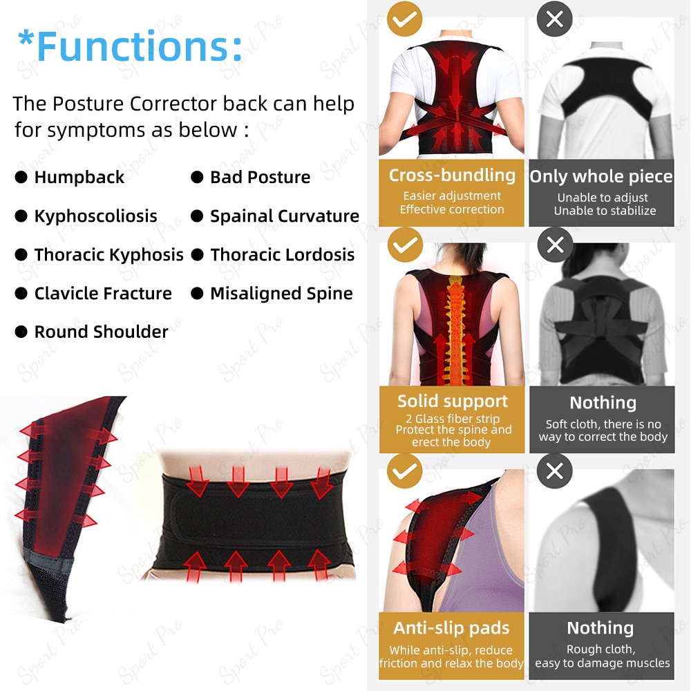 Adjustable Posture Corrector Back Support Shoulder Back Brace Posture Correction Spine Postural Corrector Health Fixer Tape Adjustable Posture Corrector Back Support Shoulder Back Brace Posture Correction Spine Postural Corrector Health Fixer Tape