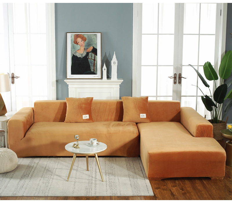 Plush Sofa Cover Velvet Elastic Leather Corner Sectional For Living Room Couch Covers Set Armchair Cover L Shape Seat Slipcovers