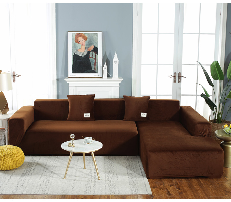 Plush Sofa Cover Velvet Elastic Leather Corner Sectional For Living Room Couch Covers Set Armchair Cover L Shape Seat Slipcovers